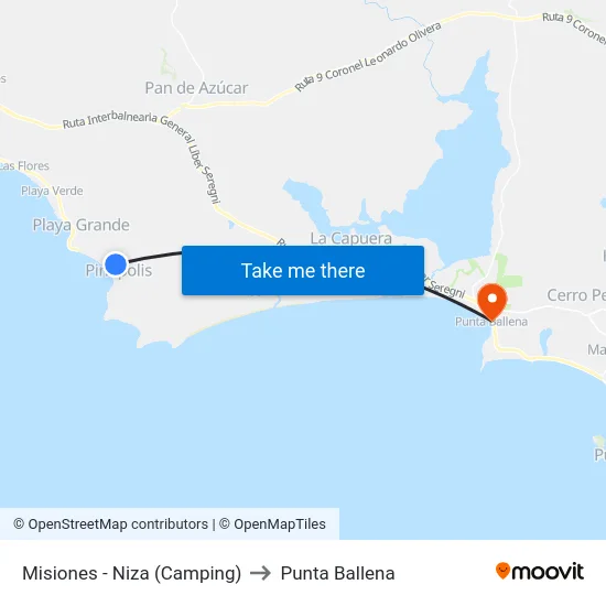 Misiones - Niza (Camping) to Punta Ballena map