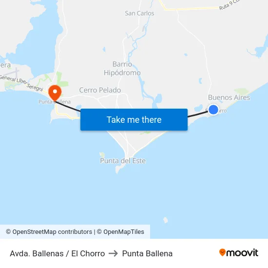 Avda. Ballenas / El Chorro to Punta Ballena map