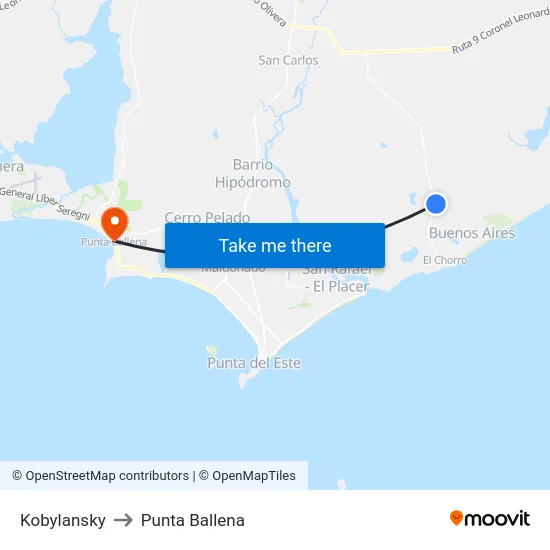 Kobylansky to Punta Ballena map