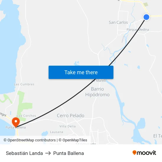 Sebastián Landa to Punta Ballena map