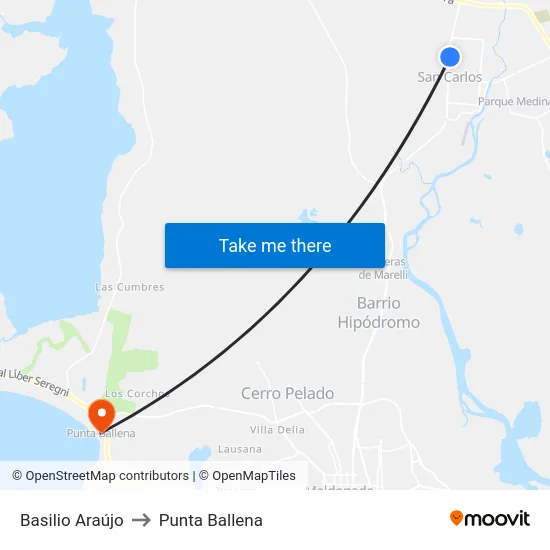 Basilio Araújo to Punta Ballena map