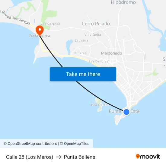 Calle 28 (Los Meros) to Punta Ballena map