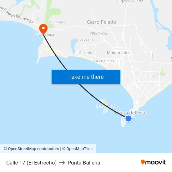 Calle 17 (El Estrecho) to Punta Ballena map