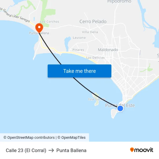 Calle 23 (El Corral) to Punta Ballena map