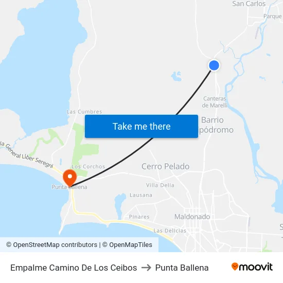 Empalme Camino De Los Ceibos to Punta Ballena map