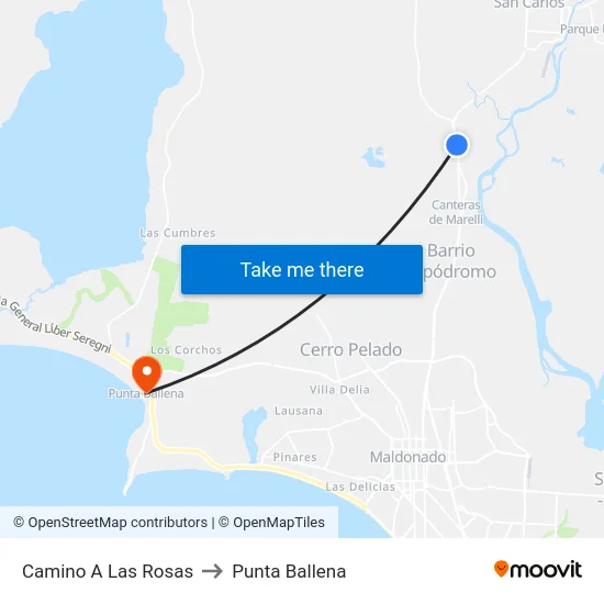 Camino A Las Rosas to Punta Ballena map