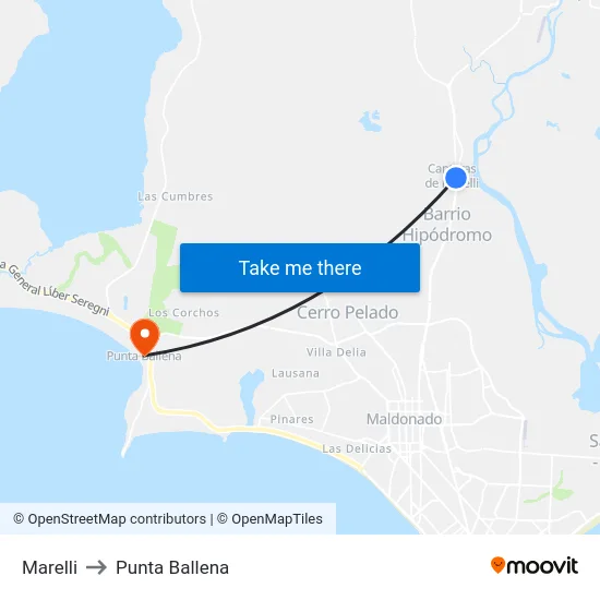 Marelli to Punta Ballena map