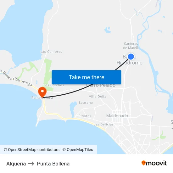 Alqueria to Punta Ballena map