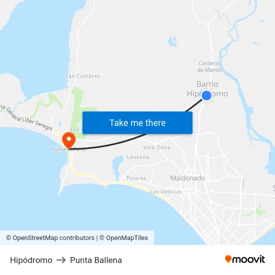 Hipódromo to Punta Ballena map