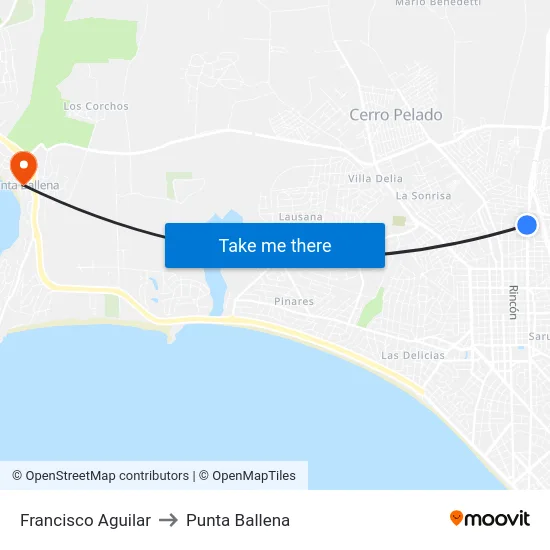 Francisco Aguilar to Punta Ballena map
