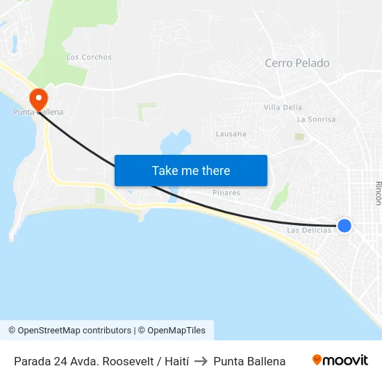 Parada 24 Avda. Roosevelt / Haití to Punta Ballena map