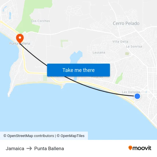 Jamaica to Punta Ballena map