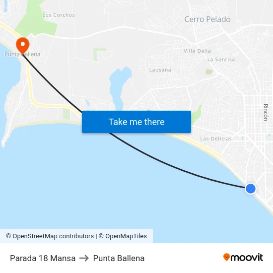 Parada 18 Mansa to Punta Ballena map
