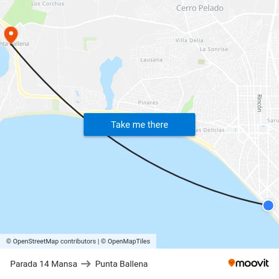 Parada 14 Mansa to Punta Ballena map