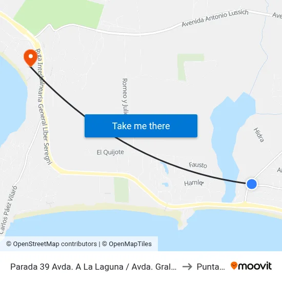 Parada 39 Avda. A La Laguna / Avda. Gral. Leandro Gómez (Ex Avda. Acuario) to Punta Ballena map