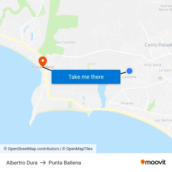 Albertro Dura to Punta Ballena map