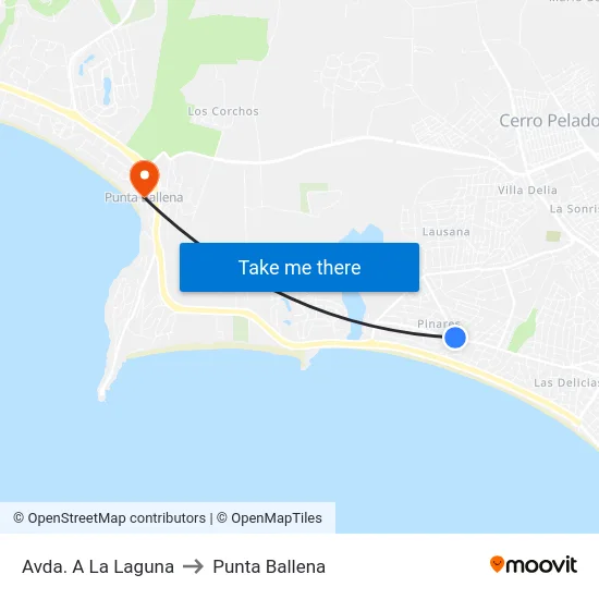 Avda. A La Laguna to Punta Ballena map