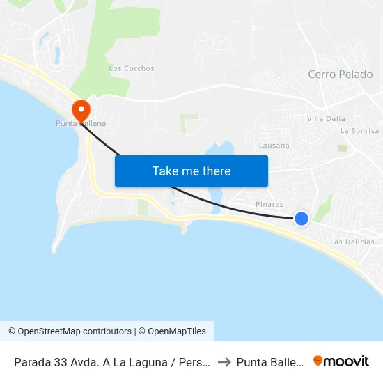 Parada 33 Avda. A La Laguna / Perseo to Punta Ballena map
