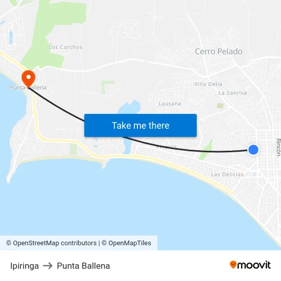 Ipiringa to Punta Ballena map