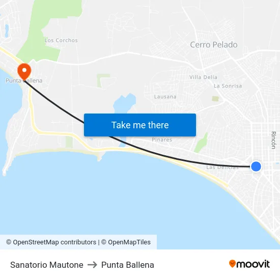 Sanatorio Mautone to Punta Ballena map