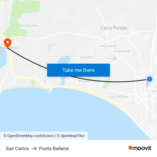 San Carlos to Punta Ballena map