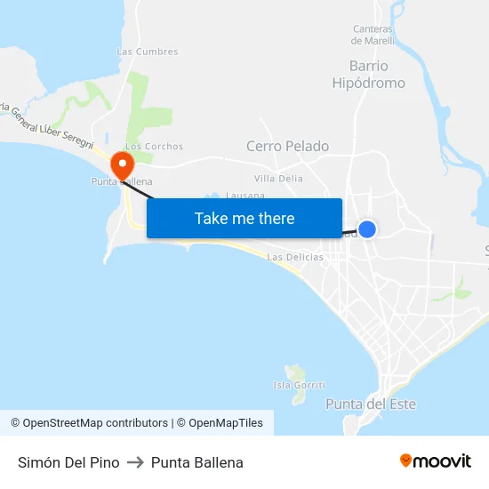 Simón Del Pino to Punta Ballena map