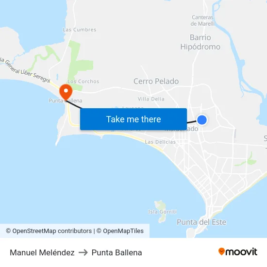 Manuel Meléndez to Punta Ballena map