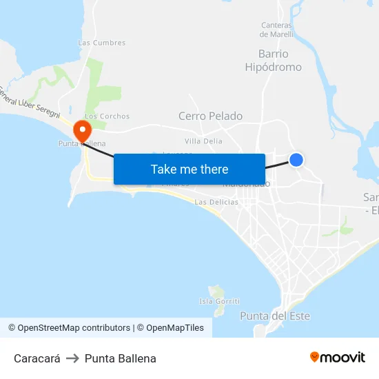 Caracará to Punta Ballena map