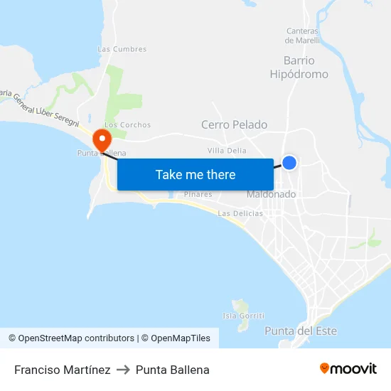 Franciso Martínez to Punta Ballena map