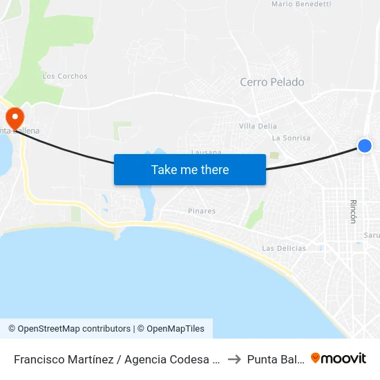 Francisco Martínez / Agencia Codesa Maldonado to Punta Ballena map