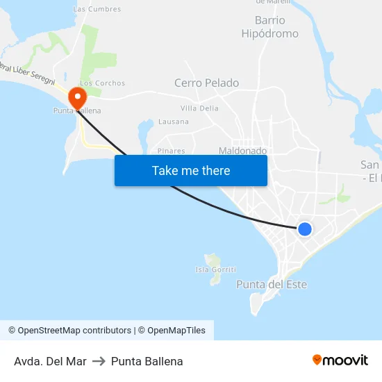 Avda. Del Mar to Punta Ballena map
