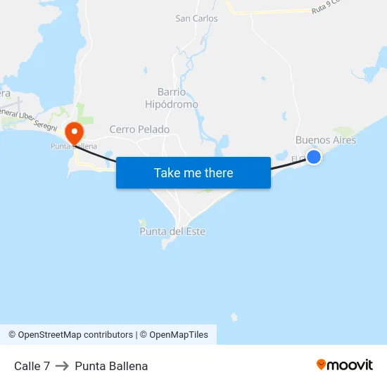 Calle 7 to Punta Ballena map