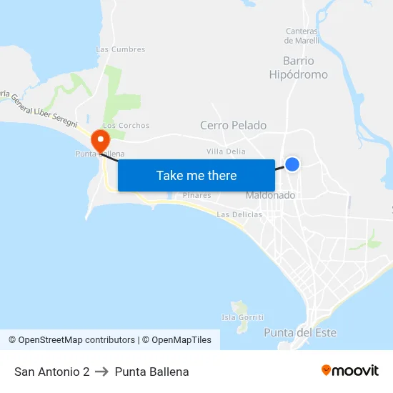 San Antonio 2 to Punta Ballena map