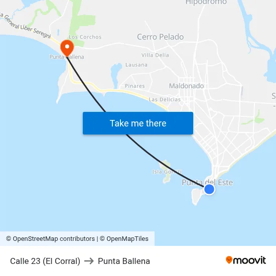 Calle 23 (El Corral) to Punta Ballena map