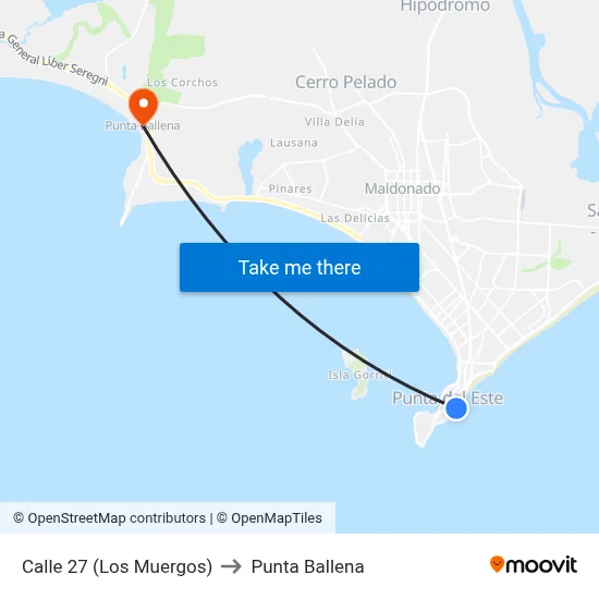 Calle 27 (Los Muergos) to Punta Ballena map