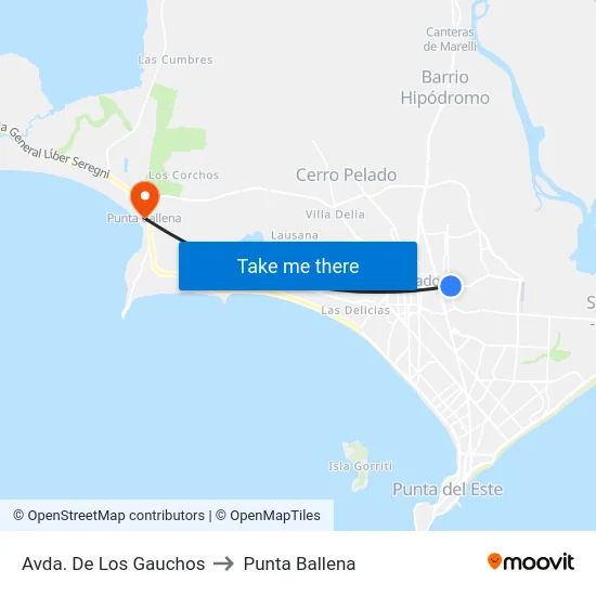 Avda. De Los Gauchos to Punta Ballena map