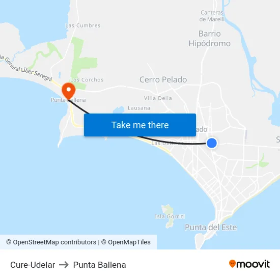 Cure-Udelar to Punta Ballena map
