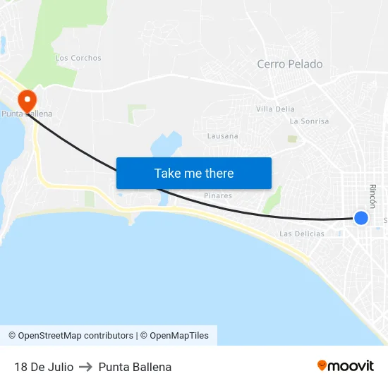 18 De Julio to Punta Ballena map