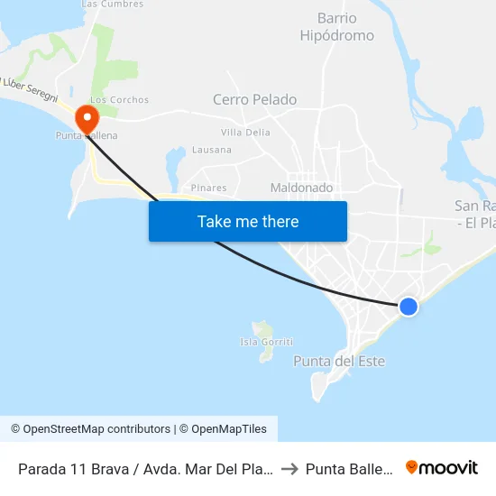 Parada 11 Brava / Avda. Mar Del Plata to Punta Ballena map