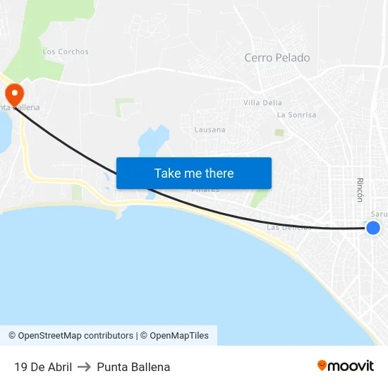 19 De Abril to Punta Ballena map
