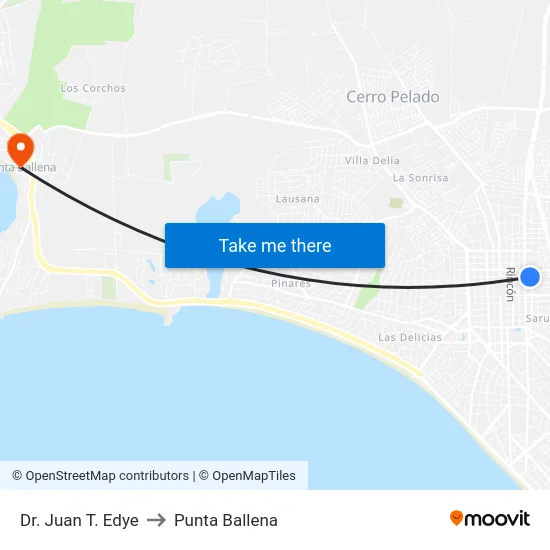Dr. Juan T. Edye to Punta Ballena map