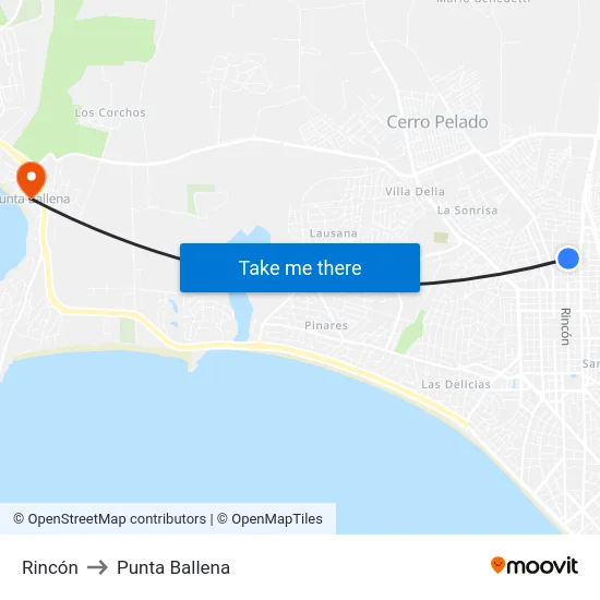 Rincón to Punta Ballena map