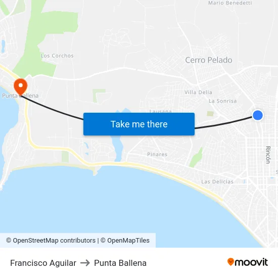 Francisco Aguilar to Punta Ballena map
