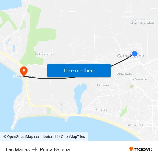 Las Marías to Punta Ballena map