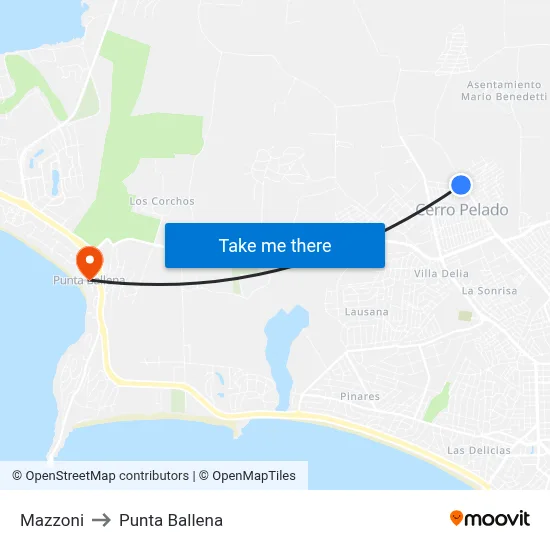 Mazzoni to Punta Ballena map