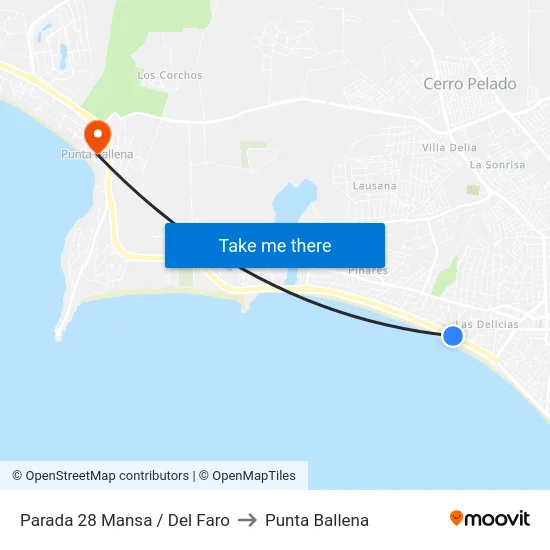Parada 28 Mansa / Del Faro to Punta Ballena map