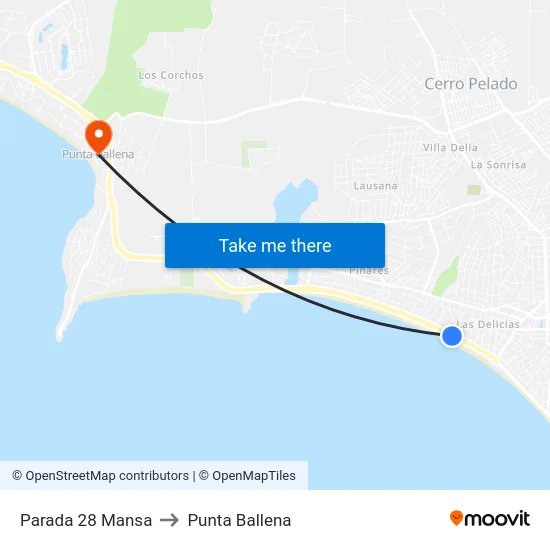 Parada 28 Mansa to Punta Ballena map