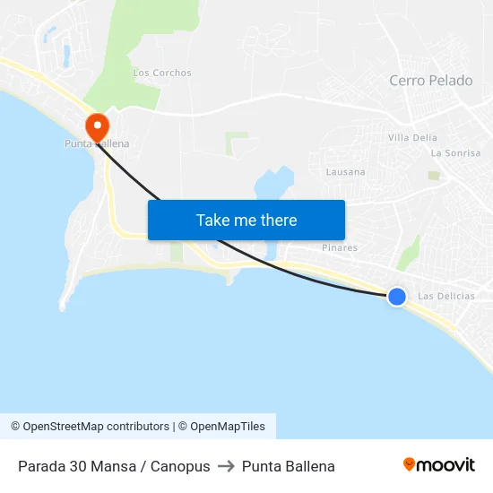 Parada 30 Mansa / Canopus to Punta Ballena map