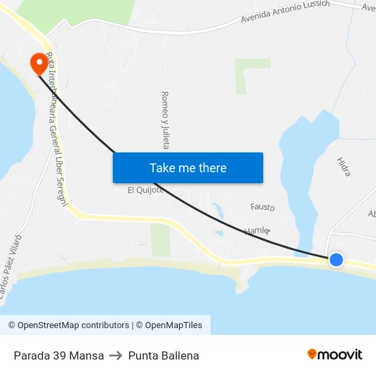Parada 39 Mansa to Punta Ballena map