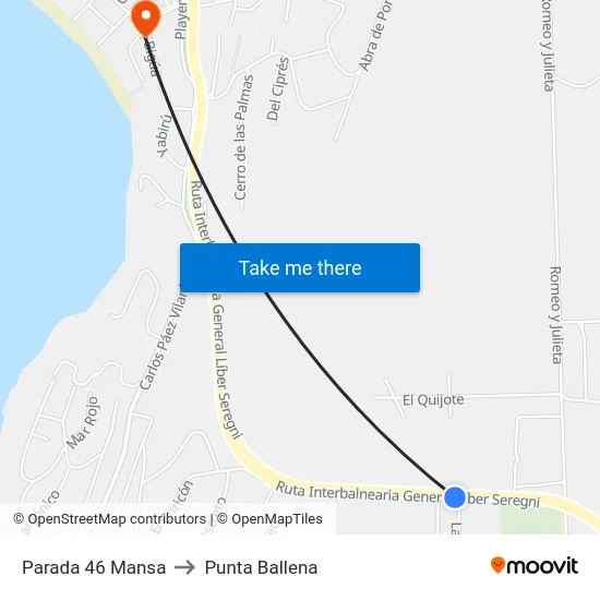 Parada 46 Mansa to Punta Ballena map